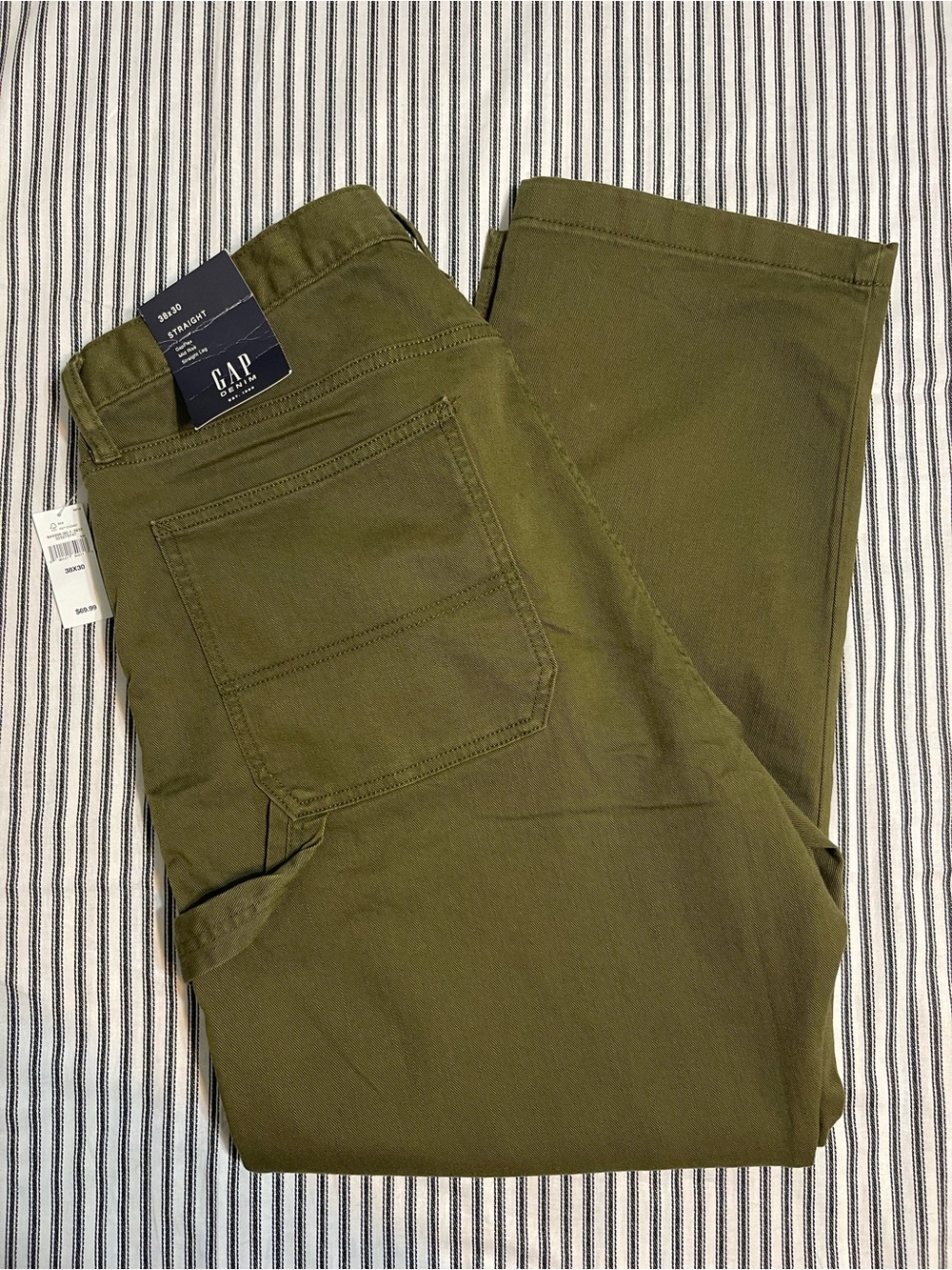 GAP Men's Olive Green Straight Carpenter Jeans